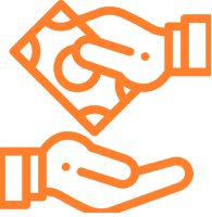 Two hands exchanging money icon.
